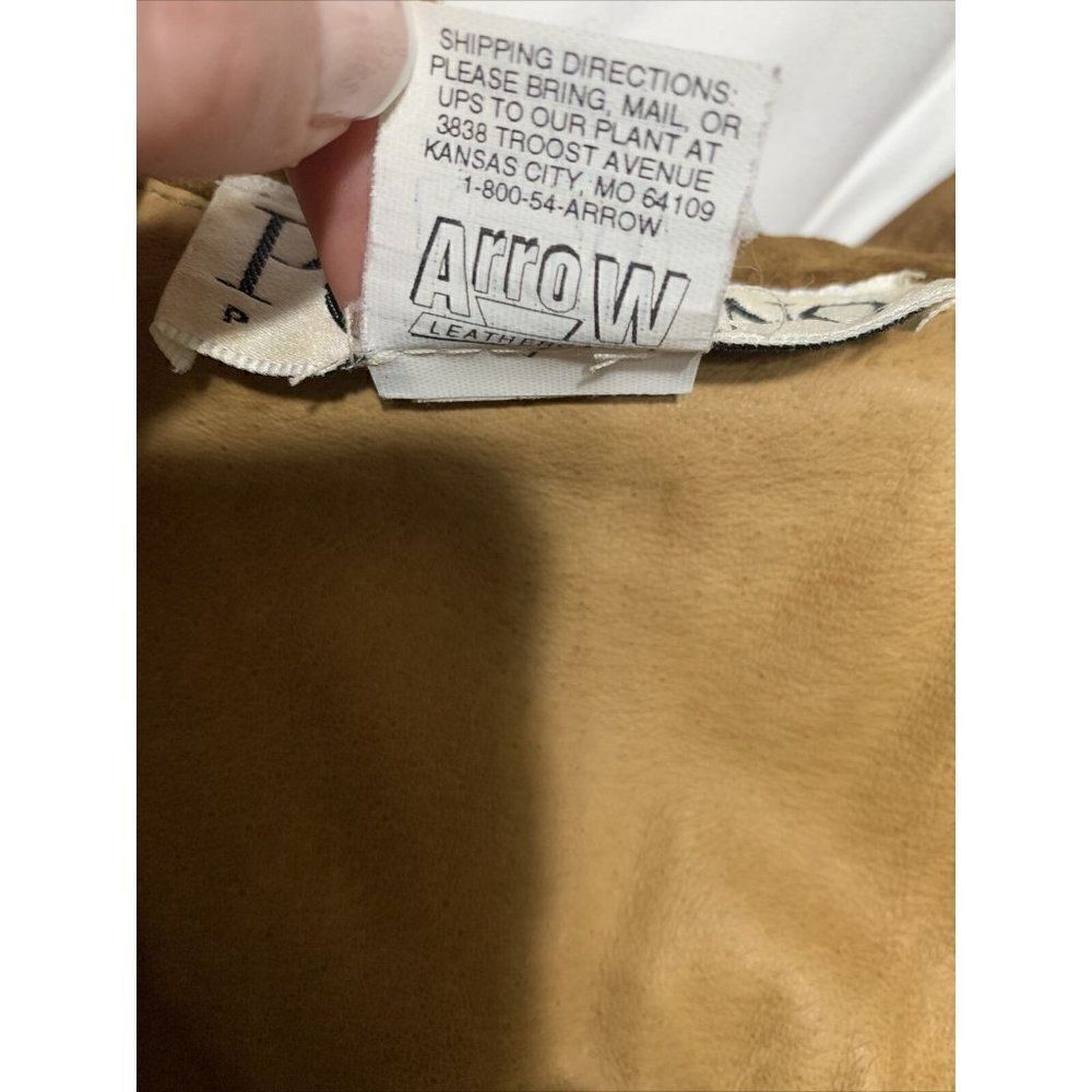 positano pelle Vintage camel brown Genuine suede long sleeve jacket Large - Picture 5 of 6